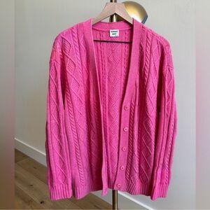 Sunday Best Vibrant Pink Cable Knit Cardigan